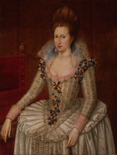 Královna Anna Dánská, kolem 1605 (olej na panelu) od John de the Elder (attr. to) Critz