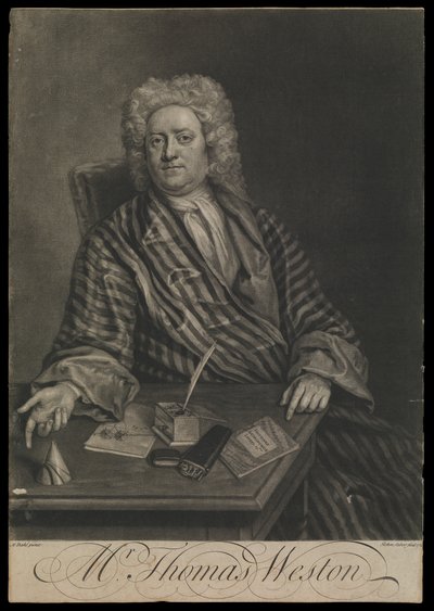 Thomas Weston, asi 1725 (rytina, mezzotinta) od John the younger Faber