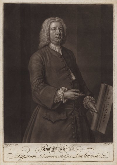 William Caslon , anglický typograf (mezzotinta) od John the younger Faber