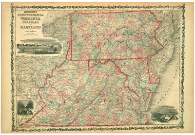 University of Virginia, Dismal Swamp a City of Baltimore. Talíře 29-30. Reliéf zobrazený hachuremi. od Johnson and Browning