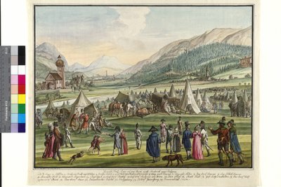 Císařské ruské ležení na Neurauthu u Innsbrucku 1799 (akvarel) od Jokob Placidus Altmutter