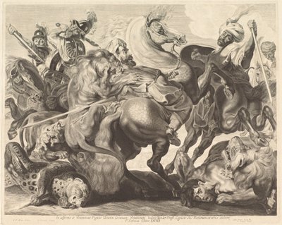Lov na lva od Jonas Suyderhoff after Sir Peter Paul Rubens