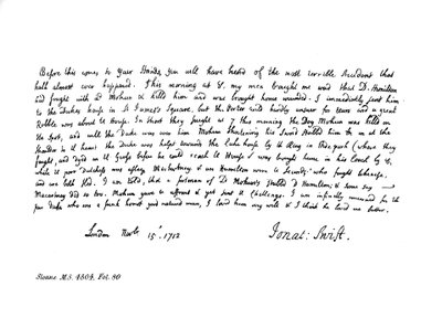 Výpis z deníku Dean Swifts, adresovaný paní Dingleyové, 1712, 1840 od Jonathan Swift