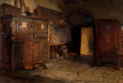 Interiér bretonské chaty, 1887. od Jonathon Pratt