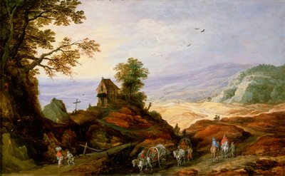 Krajina s kaplí na kopci, konec 16. nebo 17. století od Joos de Momper the younger