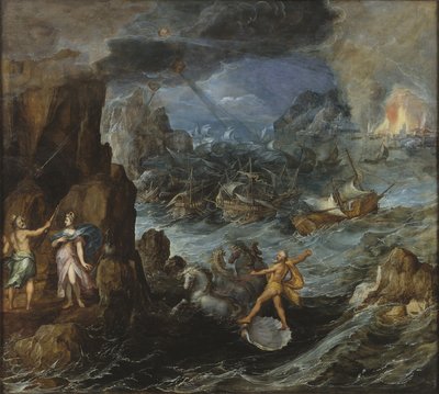 Vrak řecké flotily na cestě domů z Tróje, kolem 1585-90 od Joos or Josse de Momper