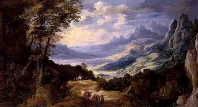 Krajina s cestovateli od Joos or Josse de The Younger Momper