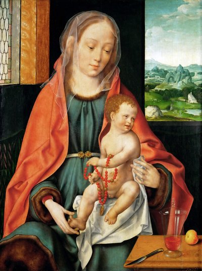 Rané nizozemské umění: Panna a dítě par Cleve, Joos van (asi 1485-1540), asi 1530. Olej na dřevě, 74,3x56. Uměleckohistorické muzeum, Vienne od Joos van Cleve