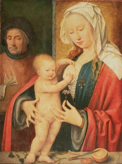 Svatá rodina (olej na plátně přeneseno z panelu) od Joos van Cleve