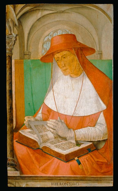 Hieronymus, Heiliger, Kirchenvater von Joos van Gent (fl.1460-75)