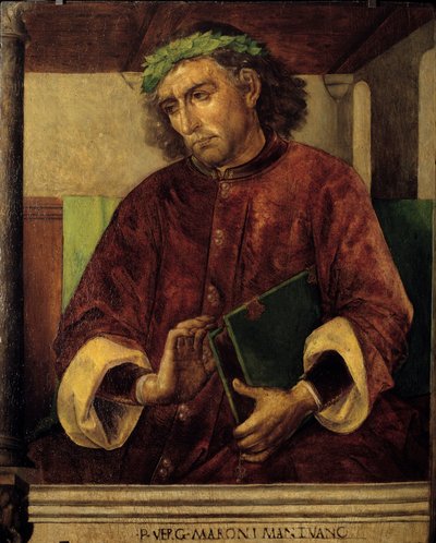 Portrét Virgilia (Virgilio, 70-19 př.nl), římského básníka a spisovatele. Obraz Justa Genta (1435-1480) Ec. Podvod od Joos van Gent (fl.1460 75)
