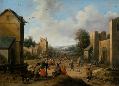 Kylämaisema talonpoikien kanssa od Joost Cornelisz. Droochsloot