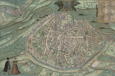 Mapa Avignonu z knihy "Civitates Orbis Terrarum" od Georga Brauna (1541-1622) a Franse Hogenberga, asi 1572 (barevná rytina) od Joris Hoefnagel