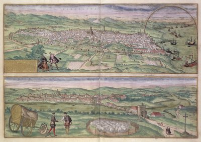Mapa Barcelony z knihy Civitates Orbis Terrarum od Georga Brauna (1541-1622) a Franse Hogenberga (1535-90), 1567. od Joris Hoefnagel