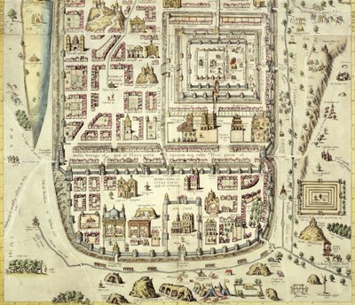 Mapa Jeruzaléma a okolí, z „Civitates Orbis Terrarum“ od Georga Brauma (1541-1622) a Franse Hogenberga (1535-90) kolem 1572-1617 (viz 138905) od Joris Hoefnagel