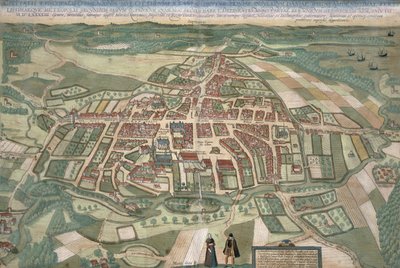 Mapa Odense, z „Civitates Orbis Terrarum“ od Georga Brauna (1541-1622) a Franse Hogenberga (1535-90) 1597 od Joris Hoefnagel