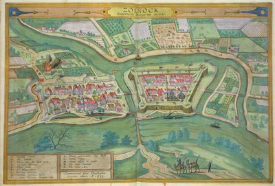 Mapa Szolnoku, z „Civitates Orbis Terrarum“ od Georga Brauna (1541-1622) a Franse Hogenberga (1535-90) 1617 od Joris Hoefnagel