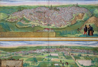 Mapa Toleda a Valladolidu, z „Civitates Orbis Terrarum“ od Georga Brauna (1541-1622) a Franse Hogenberga (1535-90), kolem 1572 od Joris Hoefnagel