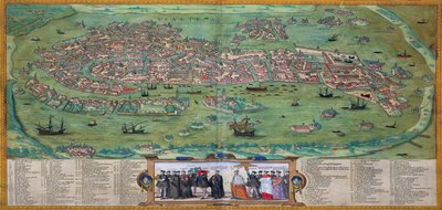 Mapa Benátek, z „Civitates Orbis Terrarum“ od Georga Brauna (1541-1622) a Franse Hogenberga (1535-90), kolem 1572 od Joris Hoefnagel