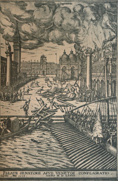 Spálení dóžecího paláce, 1578, 1925. od Joris Hoefnagel