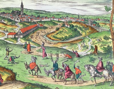 Plán města Sevilly, z Civitates Orbis Terrarum od Georga Brauna 1541-1622 a Franse Hogenberga 1535-90, 1593 detail kolorované rytiny z roku 121051 od Joris Hoefnagel
