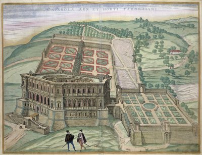 Pohled na vilu Farnese a zahrady z „Civitates Orbis Terrarum“ od Georga Brauna (1541-1622) a Franse Hogenberga (1535-90) kolem 1572-1617 od Joris Hoefnagel