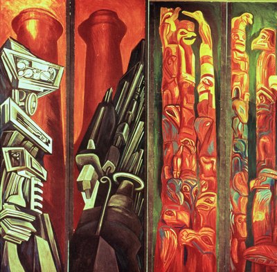 Dekorativní panel III, z Eposu americké civilizace od José Clemente Orozco
