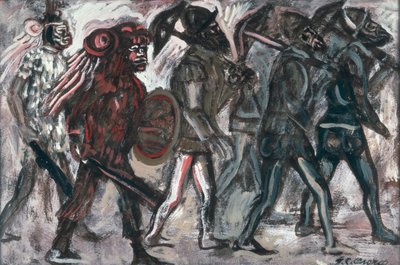 The Teules, cca 1945 (kvaš na papíře) od José Clemente Orozco