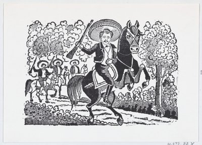 Revoluční voják na koni s puškou Heraclio Bernal, ca. 1880-1910, ca. 1880-1910. od José Guadalupe Posada