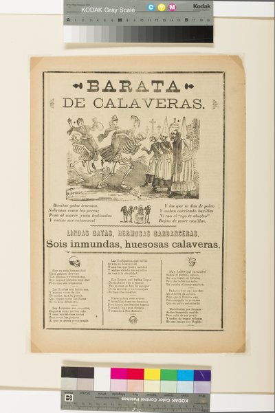 Broadside: Skull Sale, cca 1890 (litho na novinovém papíru) od José Guadalupe Posada
