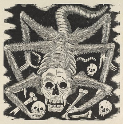 Calavera huertista, kolem 1914, tištěno 1930 (fotreliéfní lept s rytinou) od José Guadalupe Posada