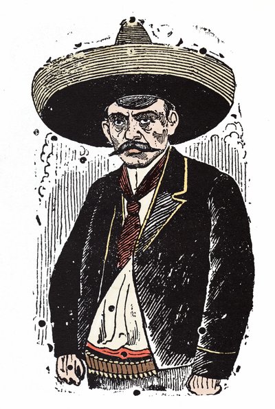 Emiliano Zapata (1880-1919), mexický revolucionář. Xylografie od Jose Guadalupe Posada (1852-1913). od José Guadalupe Posada