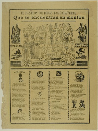 Mauzoleum všech Calaveras, které se nacházejí na hromadě od José Guadalupe Posada