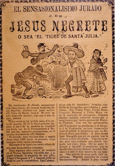 Velmi senzační spiknutí Jesúse Blacka, aka, Tygr ze Santa Julie od José Guadalupe Posada