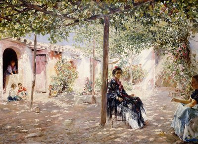 Dámy na sluncem zalitém nádvoří, od Jose Gallegos Arnosa