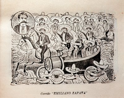 Mexiko. Mexická revoluce „Corrido Emiliano Zapata“ (rytina) od José Guadalupe Posada
