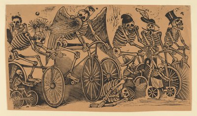 Skelette (Calaveras) auf Fahrrädern od José Guadalupe Posada