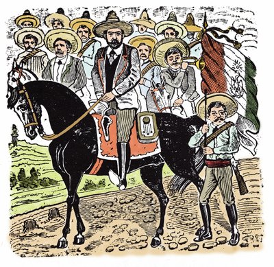 Mexická revoluce (1910-1920): Portrét Francisca Indalecia Madera (1873-1913) mexického revolucionáře. Xylografie od Jose Guadalupe Inn (1852-1913). od José Guadalupe Posada