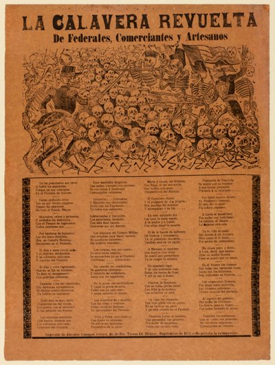 Der rebellische Calavera der Bundesarmee, Kaufleute und Handwerker od José Guadalupe Posada
