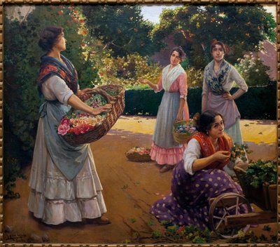 Květinářství v parku Maria Luisa - obraz Jose Rico Cejudo (1864-1939), olej na plátně od Jose Rico y Cejudo