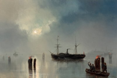 Noční jízda v laguně od Josef Carl Berthold Püttner
