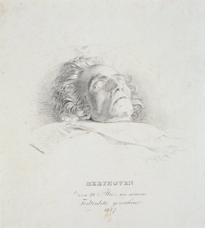 Ludwig van Beethoven (1770-1827) na smrtelné posteli, 28. března 1827 od Josef Danhauser