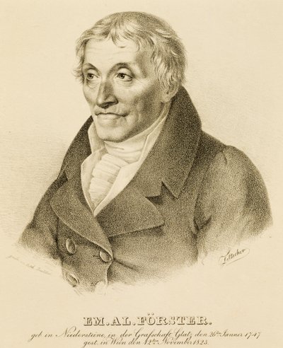 Portrét Emanuela-Aloyse Forstera (1748-1823), skladatele a učitele kontrapunktu (litografie) od Josef Eduard Teltscher