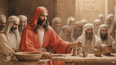 Ježíš_říká služebníkům_naplňte nádoby vodou_Svatba v Kanaánu_02 od Josef Johann Michel
