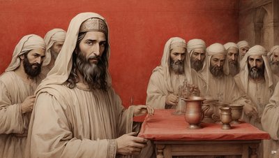Ježíš_říká služebníkům_naplňte nádoby vodou_Svatba v Kanaánu_04 od Josef Johann Michel