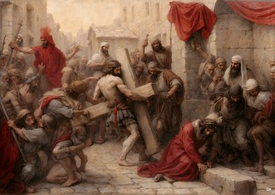 Ježíš nese kříž Jeruzalémem _02 od Josef Johann Michel