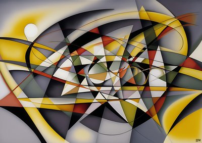 abstrakt: silver-yellow_curve 5 od Josef Johann Michel