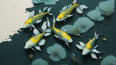 malba inkoustem: Koi-Karpfish_gold_02 od Josef Johann Michel