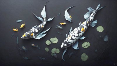 malba inkoustem: Koi-Karpfish_white marble_05 od Josef Johann Michel