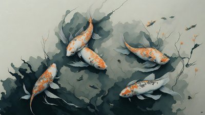 malba inkoustem: Koi kapr fish_03 od Josef Johann Michel